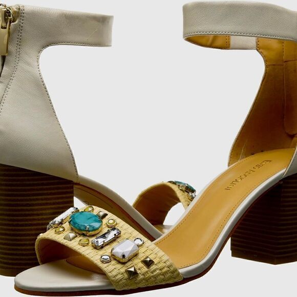 Enzo Angiolini Gavenia, leather and jewel sandals with block heels. - Picture 2 of 8